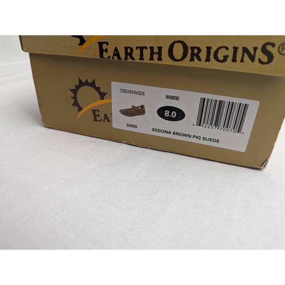 Earth Origins Flats Size 8 Mary Janes Suede Adjustable Strap Comfortable - Picture 10 of 10